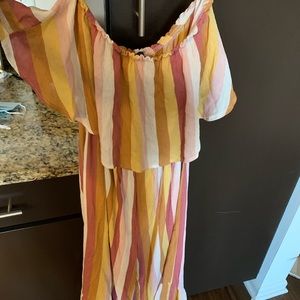 Striped wide leg jump suit